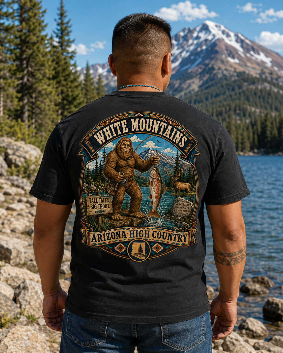 Arizona Bigfoot Fishing Shirt, White Mountains Apache Trout Tee