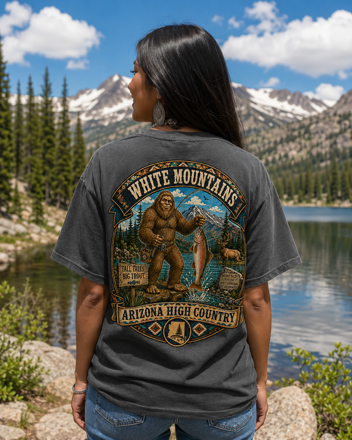 Arizona Bigfoot Fishing Shirt, White Mountains Apache Trout Tee