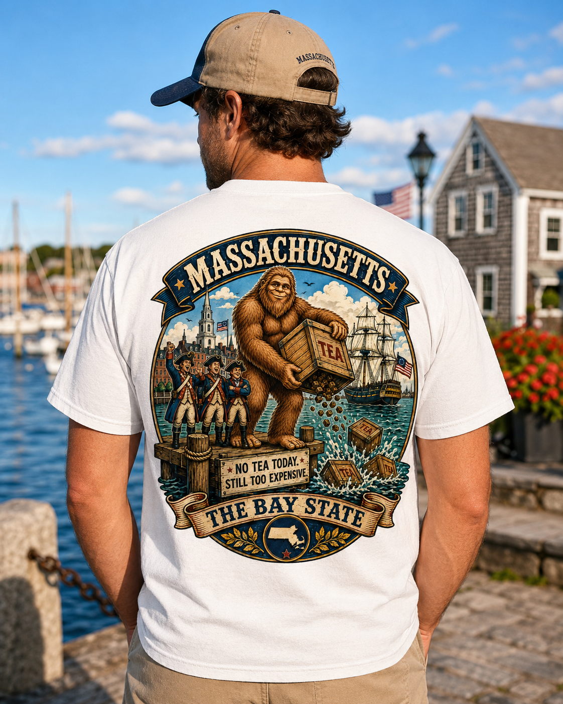 Massachusetts Bigfoot Boston Tea Party Comfort Colors 1717 T-Shirt