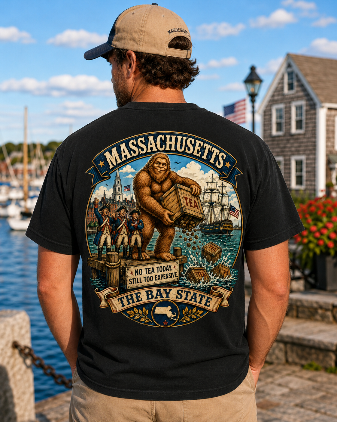 Massachusetts Bigfoot Boston Tea Party Comfort Colors 1717 T-Shirt