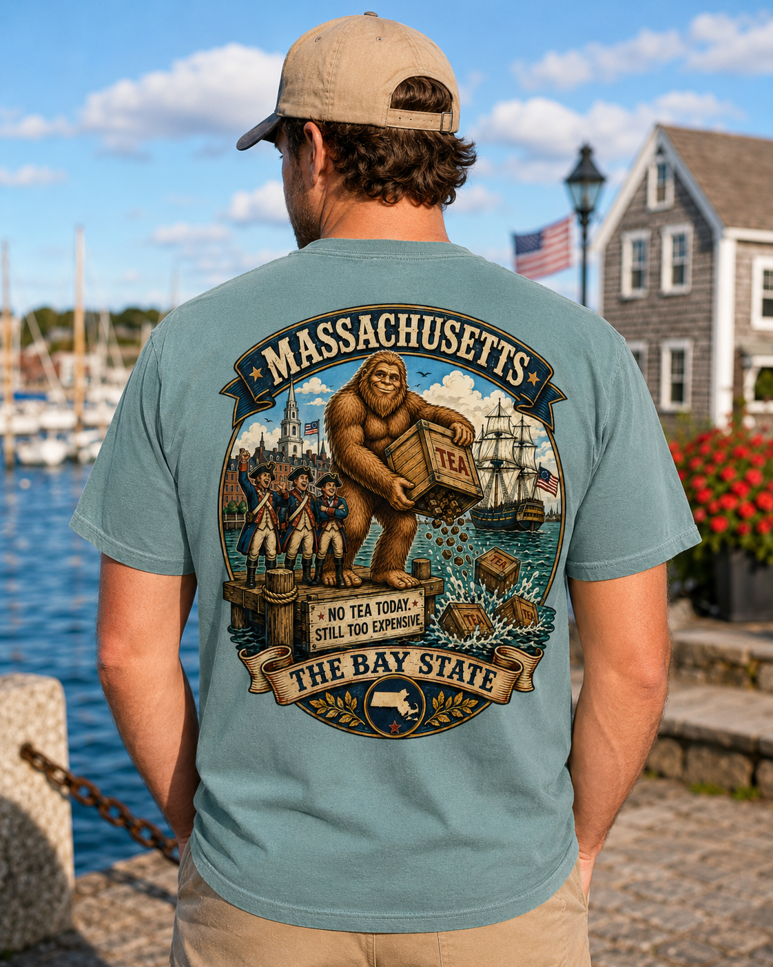 Massachusetts Bigfoot Boston Tea Party Comfort Colors 1717 T-Shirt