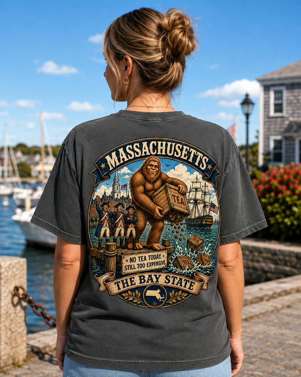 Massachusetts Bigfoot Boston Tea Party Comfort Colors 1717 T-Shirt