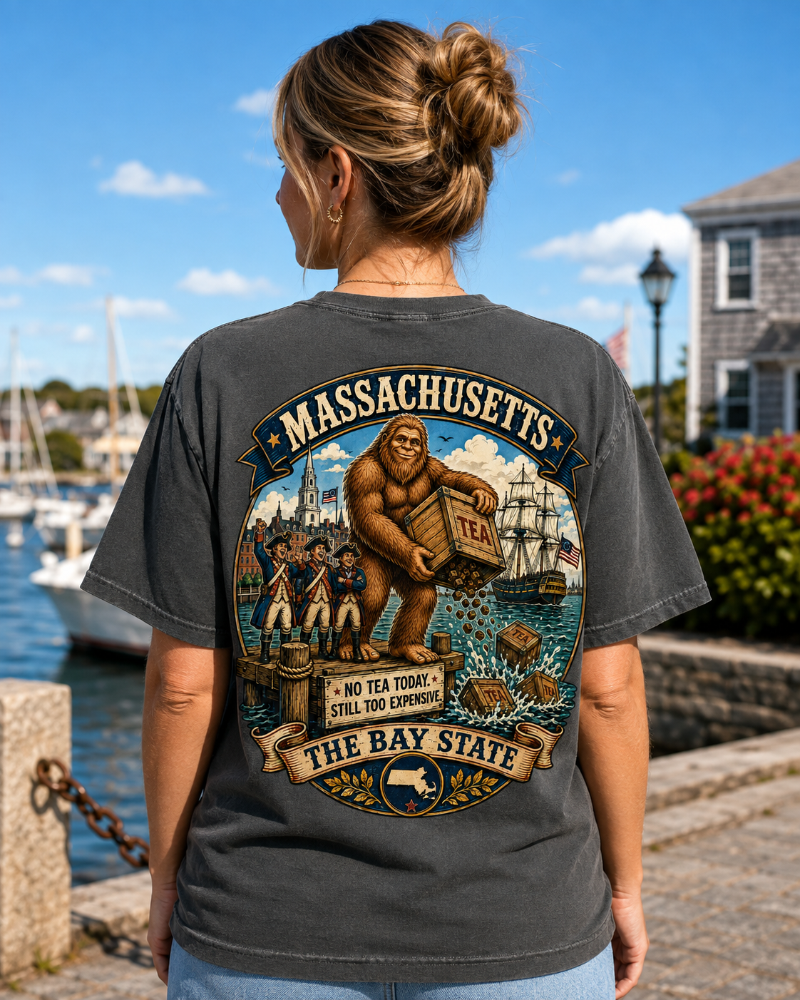 Massachusetts Bigfoot Boston Tea Party Comfort Colors 1717 T-Shirt