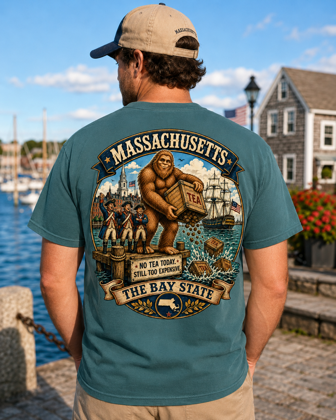 Massachusetts Bigfoot Boston Tea Party Comfort Colors 1717 T-Shirt