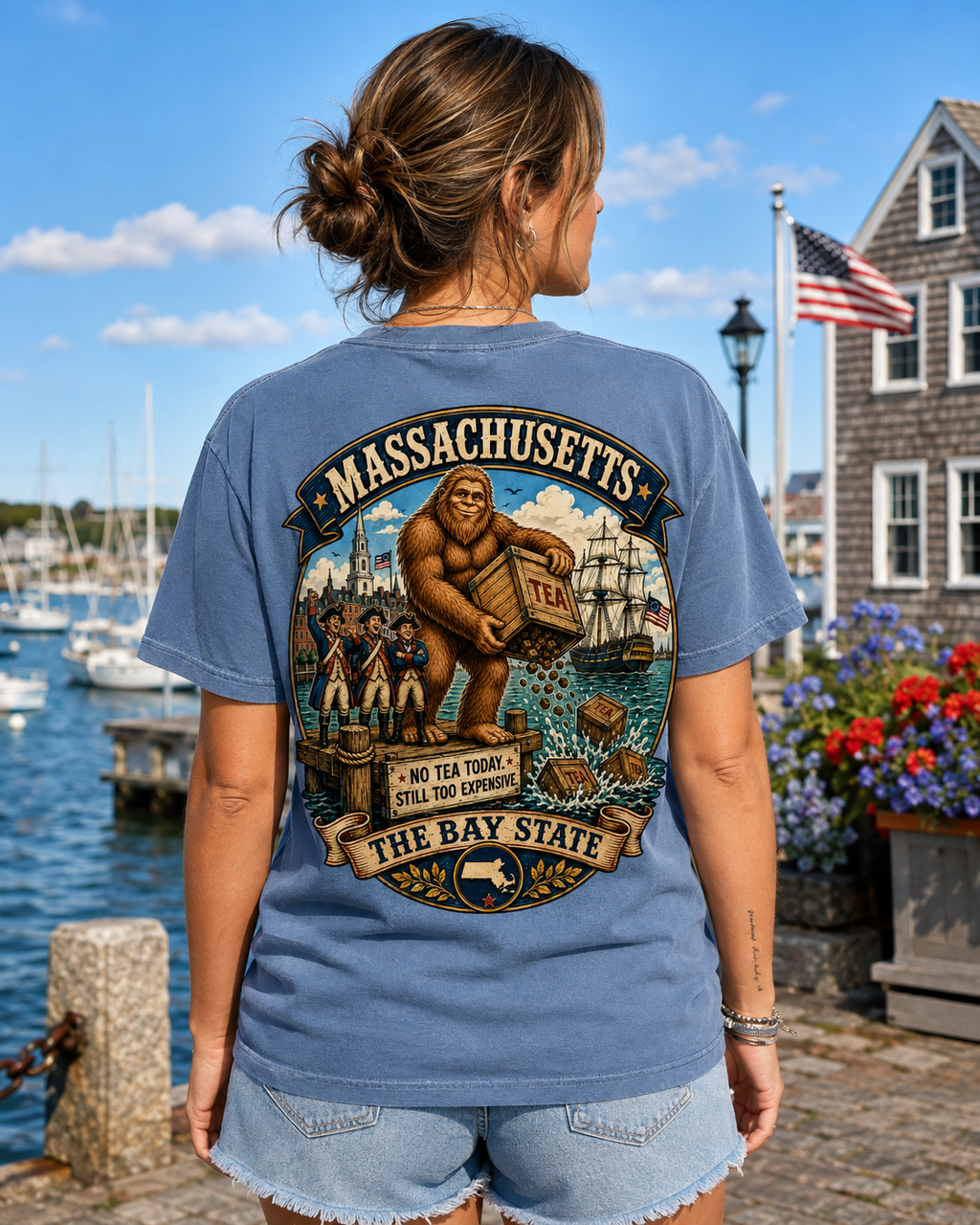 Massachusetts Bigfoot Boston Tea Party Comfort Colors 1717 T-Shirt