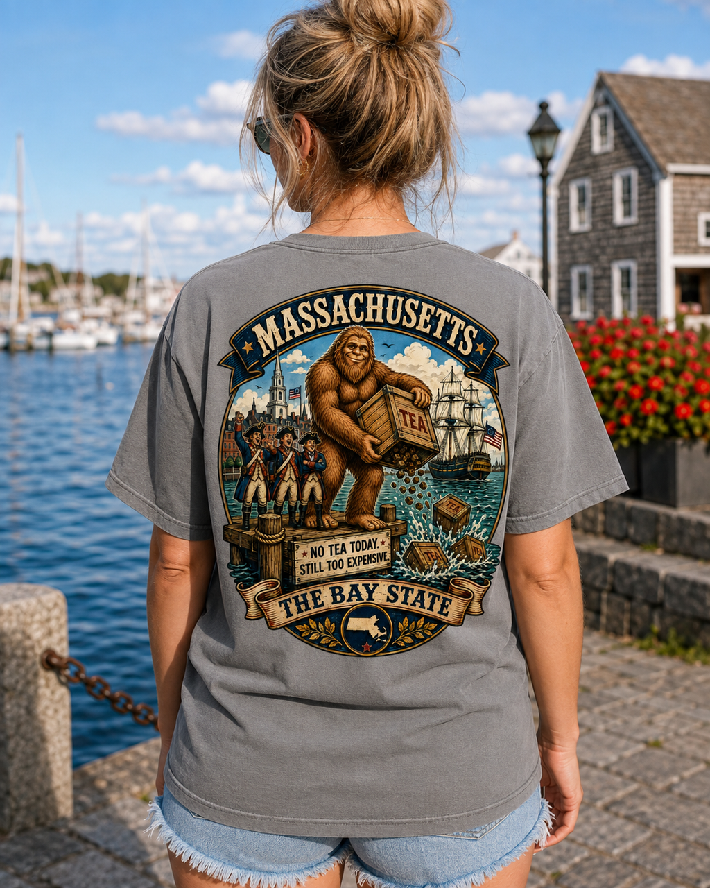 Massachusetts Bigfoot Boston Tea Party Comfort Colors 1717 T-Shirt
