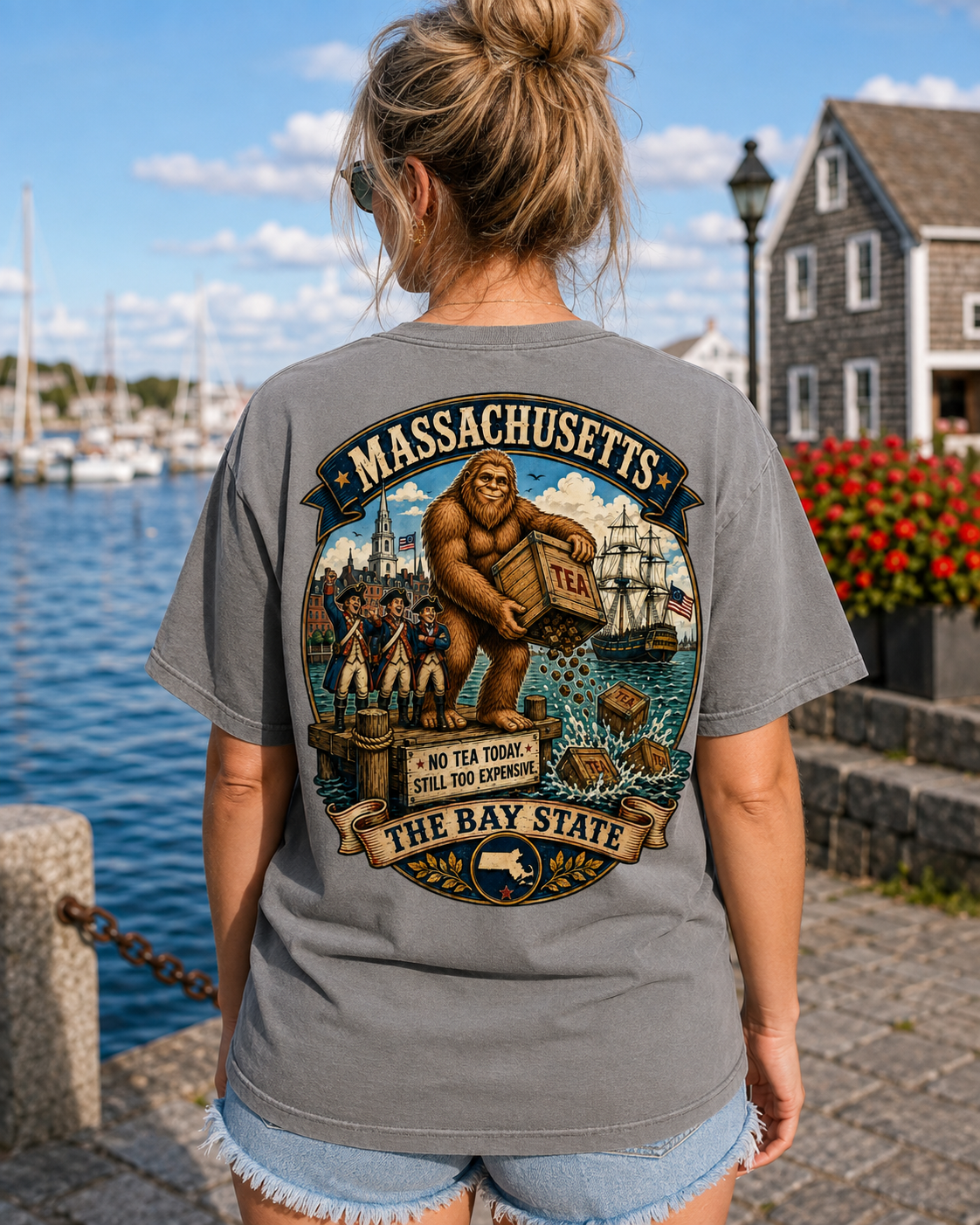 Massachusetts Bigfoot Boston Tea Party Comfort Colors 1717 T-Shirt