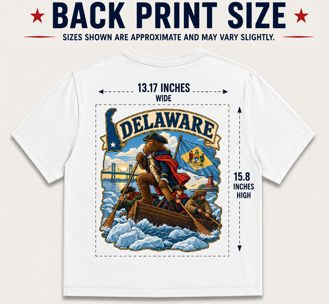 Delaware Revolutionary Boat Scene T-Shirt | State Flag Graphic