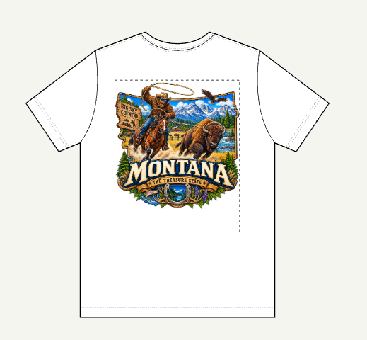 Montana Bigfoot Cowboy Bison T-Shirt