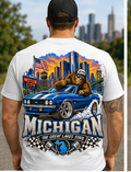 Michigan Bigfoot Shirt, Motor City Sasquatch Muscle Car Tee