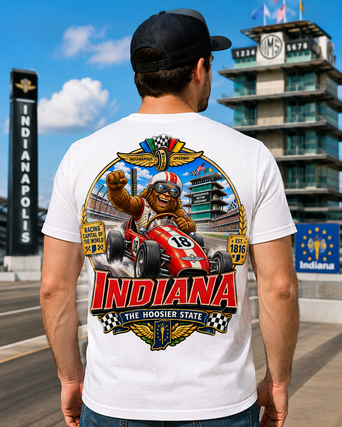 Indiana Bigfoot Racing Shirt | Sasquatch Hoosier State Tee | Indianapolis Speedway Inspired Shirt | Bigfoot Coast to Coast