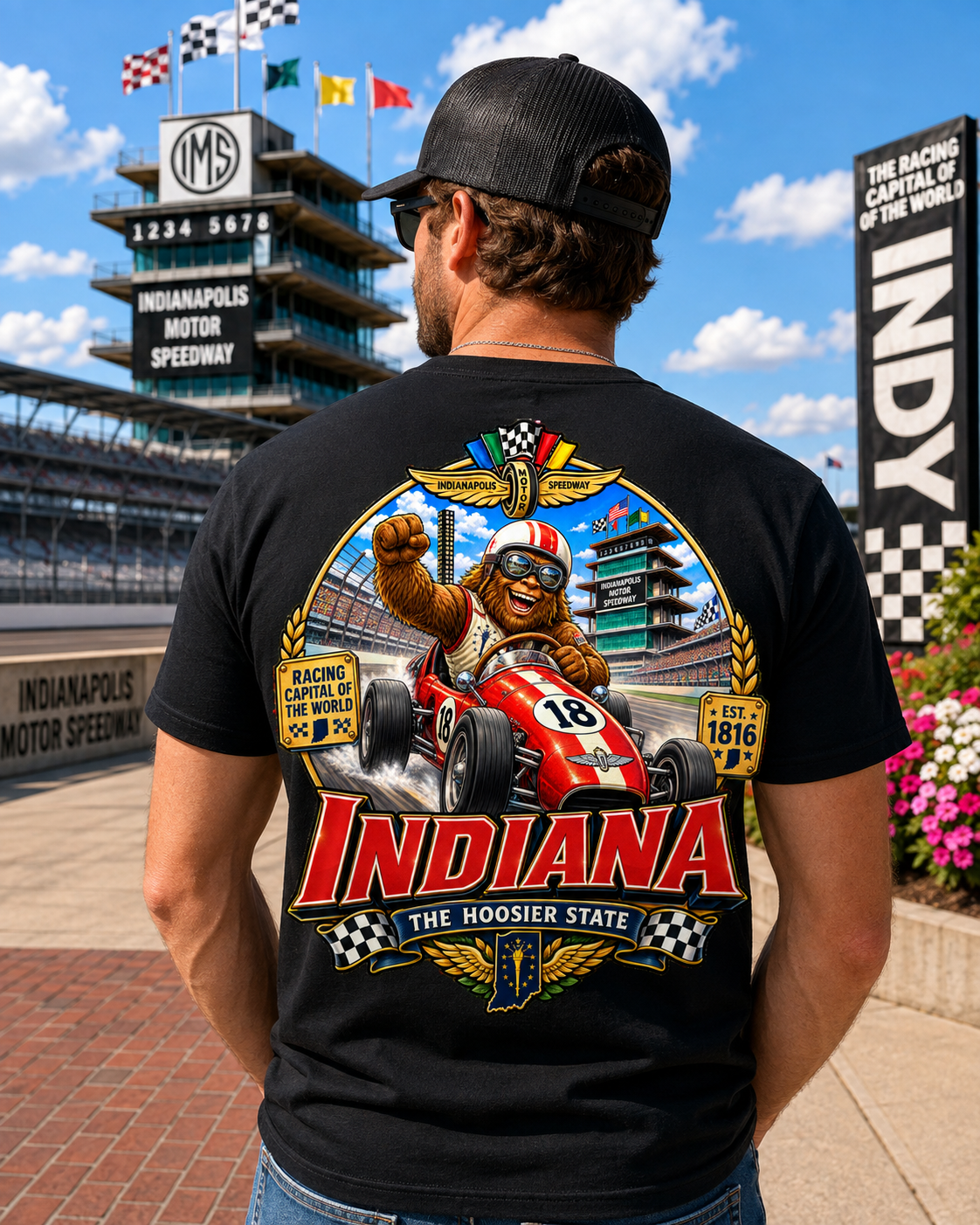 Indiana Bigfoot Racing Shirt | Sasquatch Hoosier State Tee | Indianapolis Speedway Inspired Shirt | Bigfoot Coast to Coast