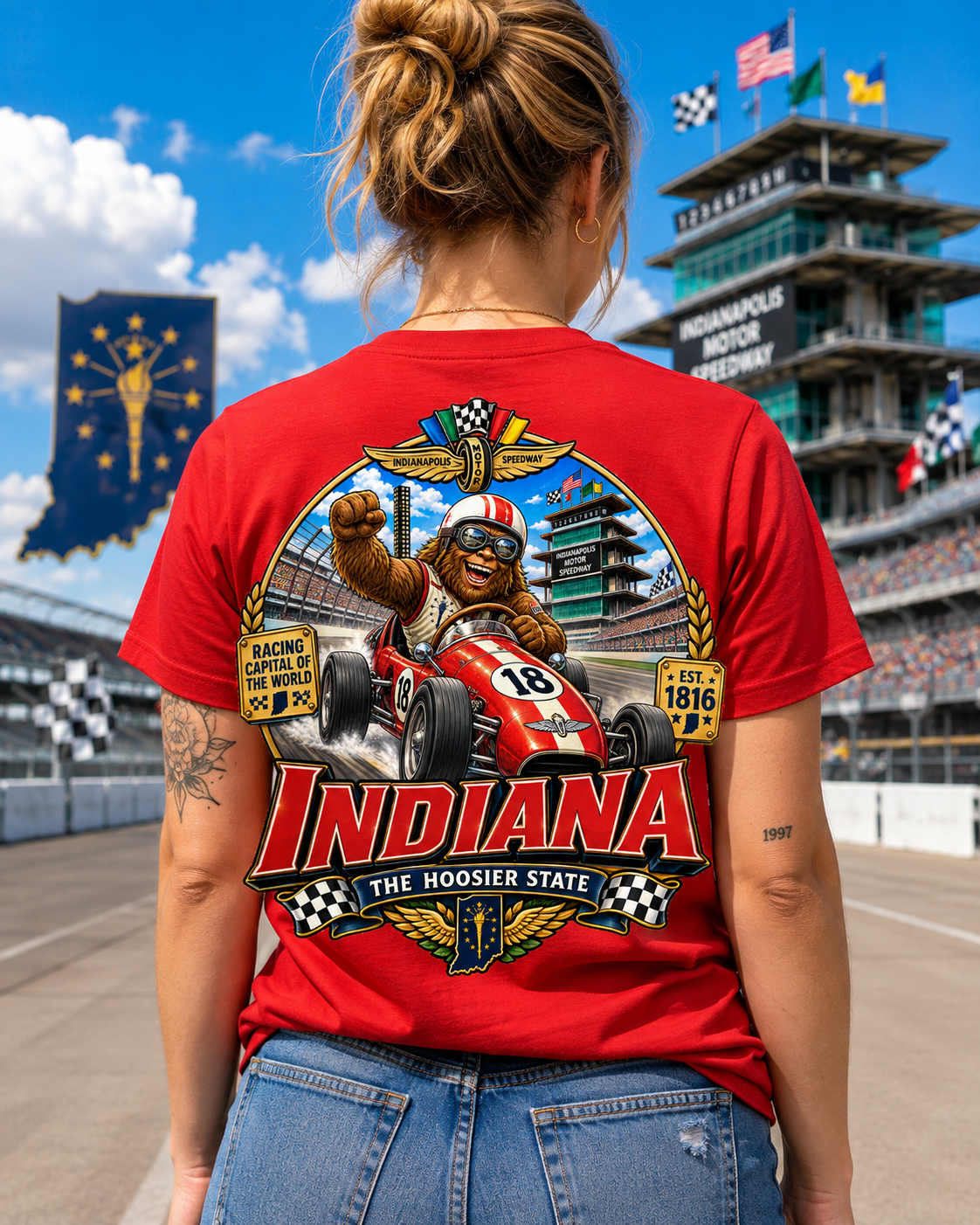 Indiana Bigfoot Racing Shirt | Sasquatch Hoosier State Tee | Indianapolis Speedway Inspired Shirt | Bigfoot Coast to Coast