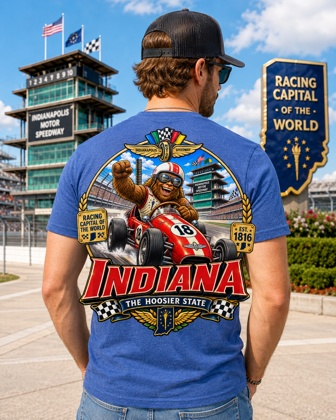 Indiana Bigfoot Racing Shirt | Sasquatch Hoosier State Tee | Indianapolis Speedway Inspired Shirt | Bigfoot Coast to Coast