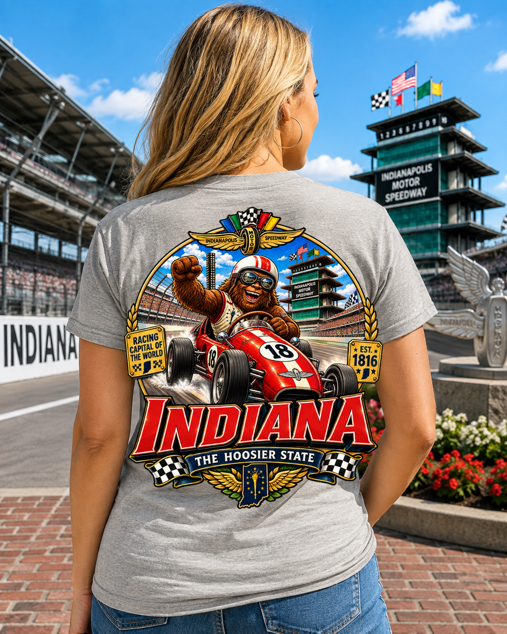 Indiana Bigfoot Racing Shirt | Sasquatch Hoosier State Tee | Indianapolis Speedway Inspired Shirt | Bigfoot Coast to Coast