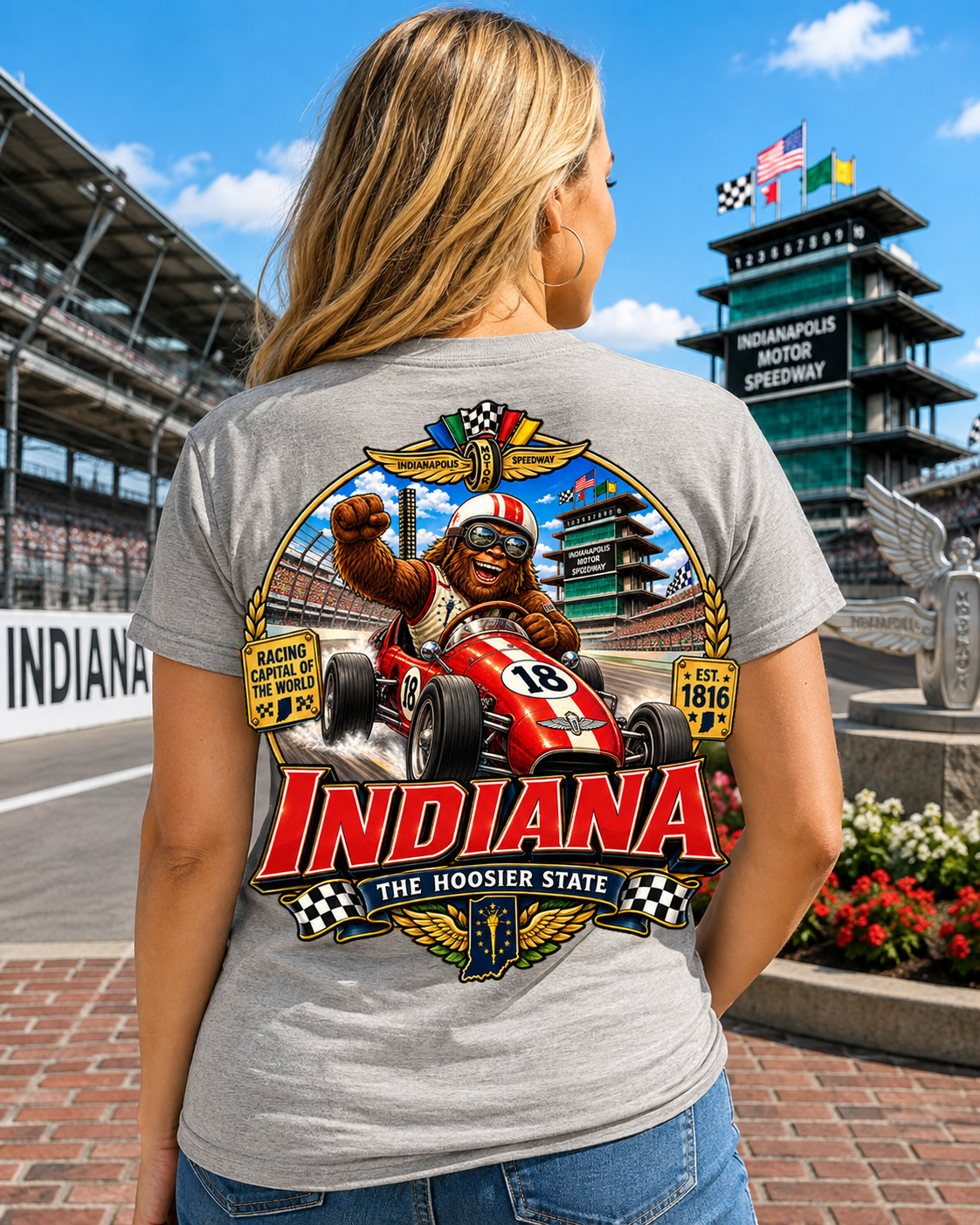 Indiana Bigfoot Racing Shirt | Sasquatch Hoosier State Tee | Indianapolis Speedway Inspired Shirt | Bigfoot Coast to Coast