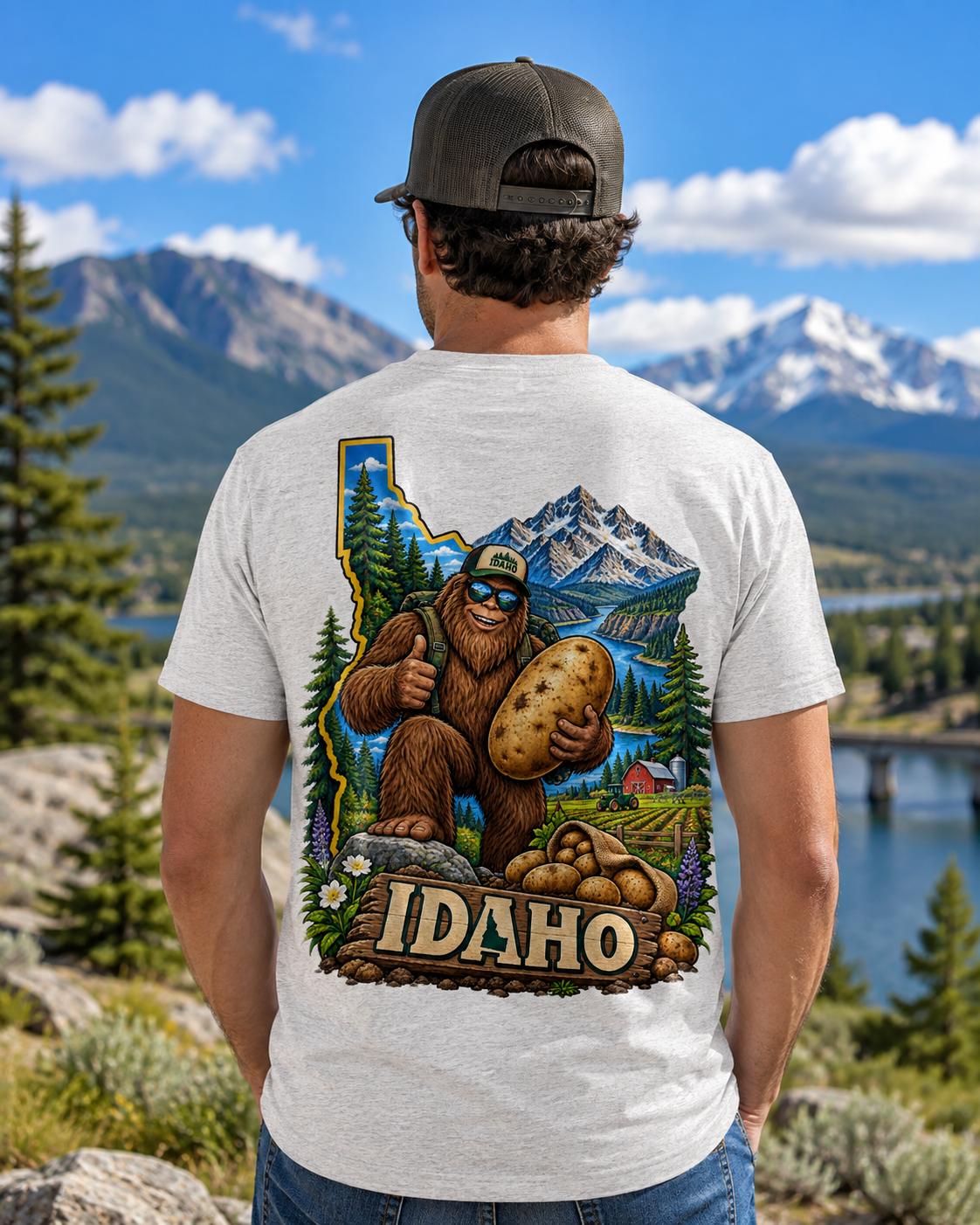 Idaho Bigfoot Shirt / Sasquatch Potato Adventure Tee, Idaho Gift, Cryptid Shirt, Bigfoot Coast to Coast