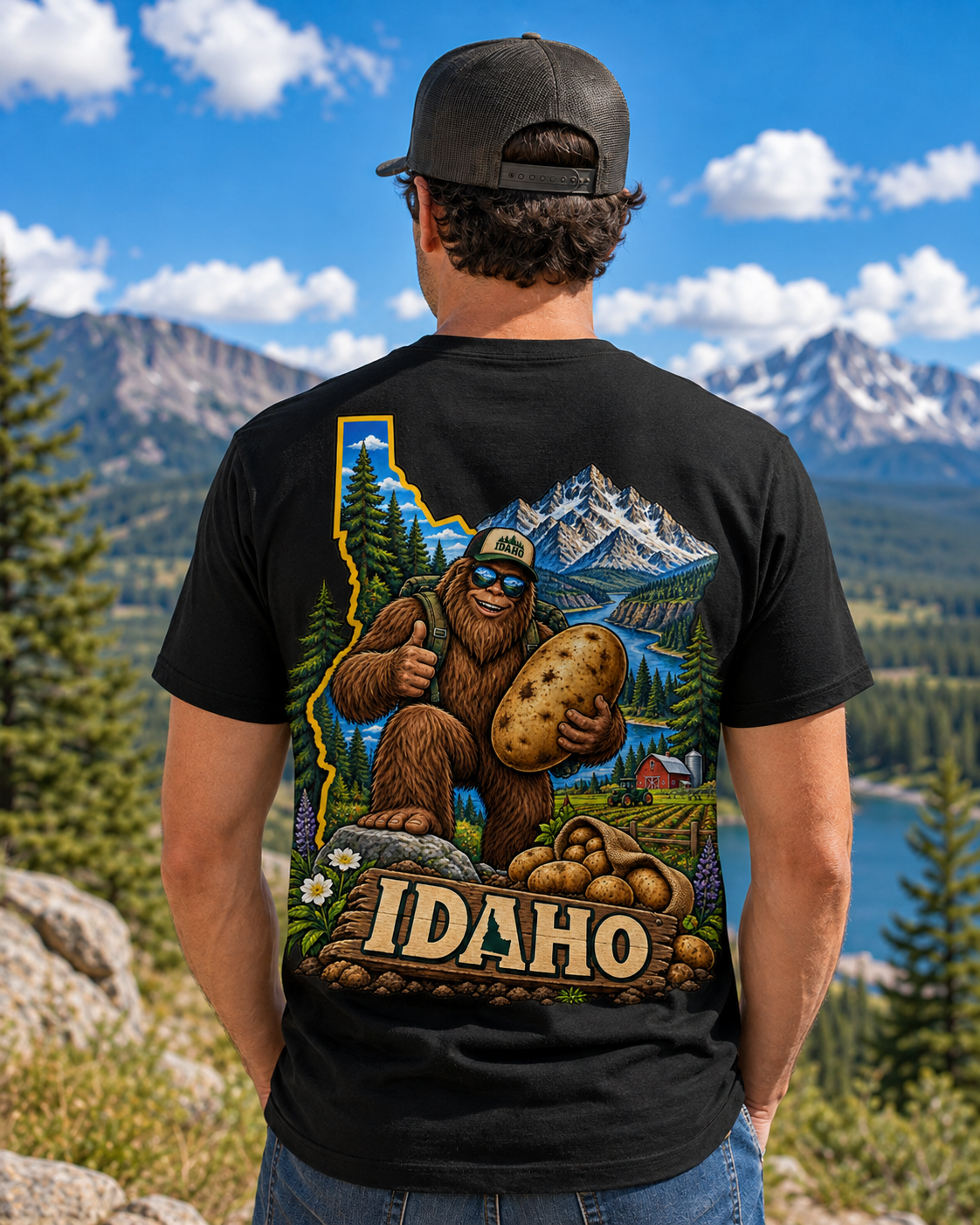 Idaho Bigfoot Shirt / Sasquatch Potato Adventure Tee, Idaho Gift, Cryptid Shirt, Bigfoot Coast to Coast