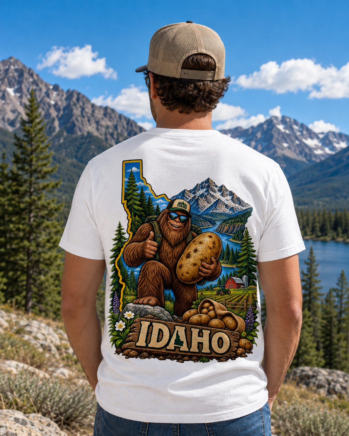 Idaho Bigfoot Shirt / Sasquatch Potato Adventure Tee, Idaho Gift, Cryptid Shirt, Bigfoot Coast to Coast