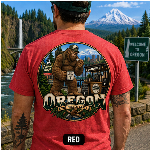 Oregon Bigfoot Coffee Shirt / Funny Sasquatch Portland Coffee Beaver State Tee