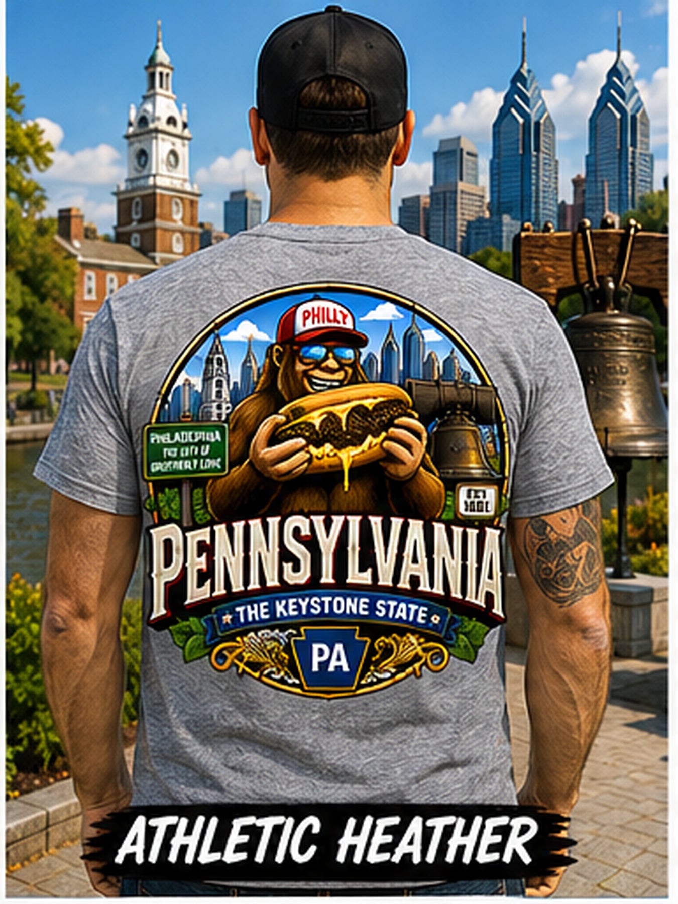 Pennsylvania Bigfoot Shirt / Philly Cheesesteak Sasquatch Keystone State Tee