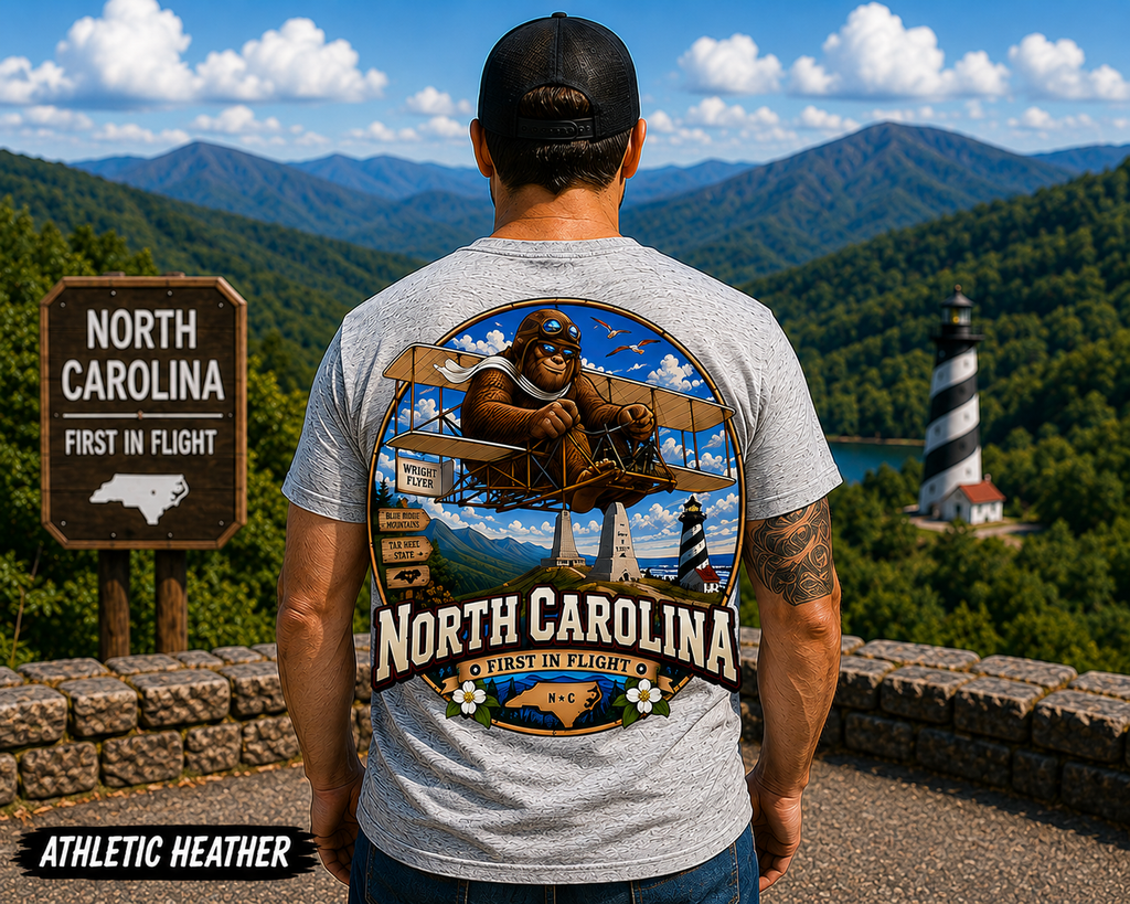 North Carolina Bigfoot Shirt / First in Flight Sasquatch Wright Brothers NC Tee