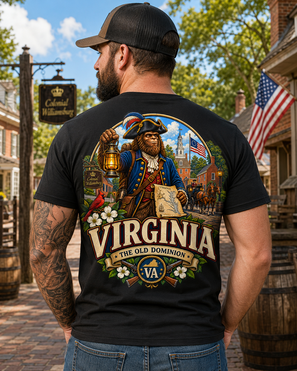 Virginia Bigfoot Shirt, Colonial Williamsburg Sasquatch Tee, The Old Dominion Graphic T-Shirt