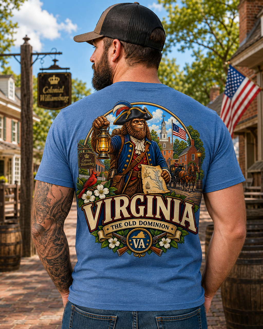 Virginia Bigfoot Shirt, Colonial Williamsburg Sasquatch Tee, The Old Dominion Graphic T-Shirt
