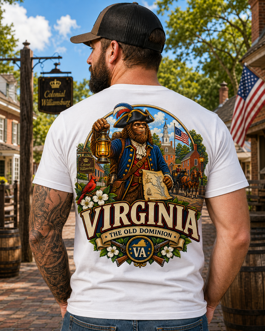 Virginia Bigfoot Shirt, Colonial Williamsburg Sasquatch Tee, The Old Dominion Graphic T-Shirt