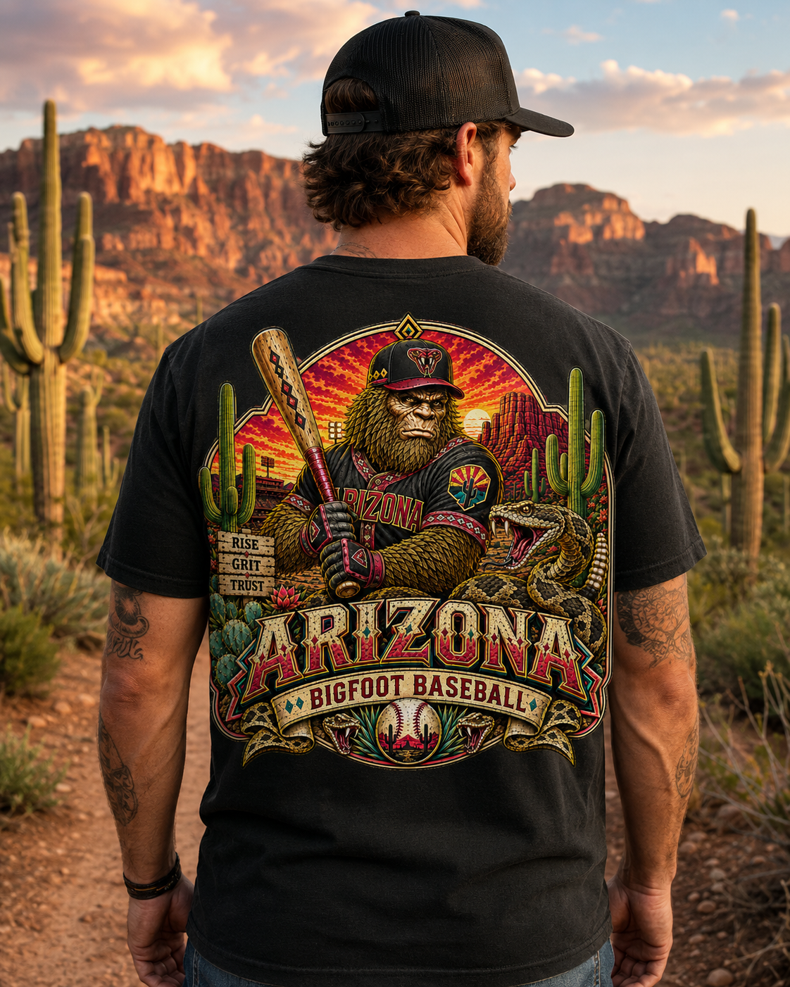 Arizona Bigfoot Baseball Shirt, Comfort Colors 1717 Tee