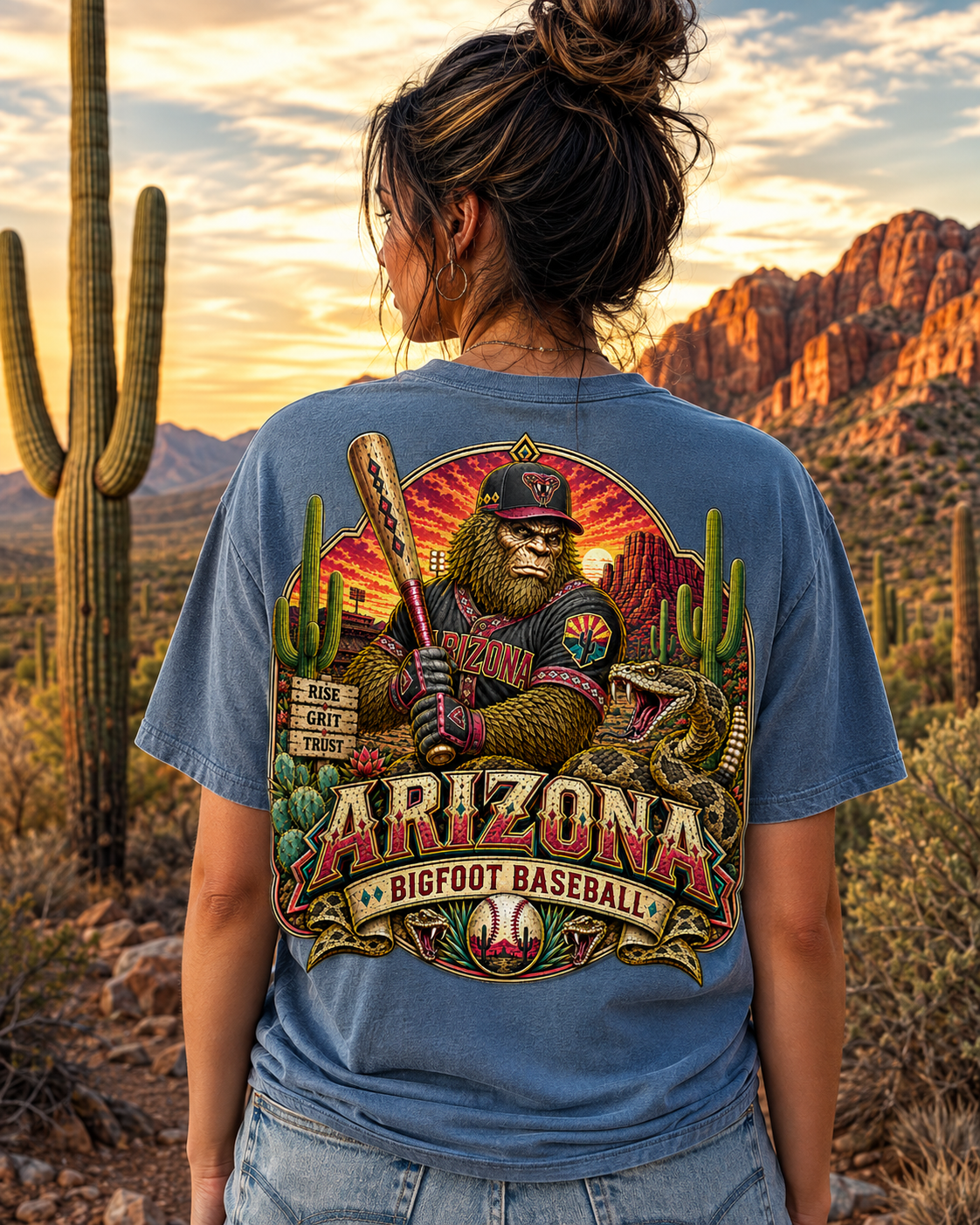 Arizona Bigfoot Baseball Shirt, Comfort Colors 1717 Tee