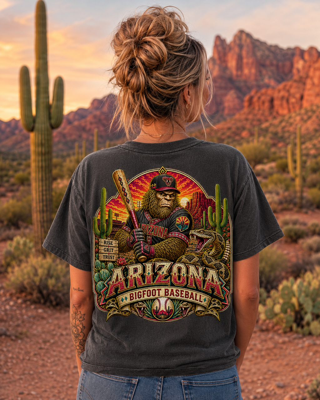 Arizona Bigfoot Baseball Shirt, Comfort Colors 1717 Tee
