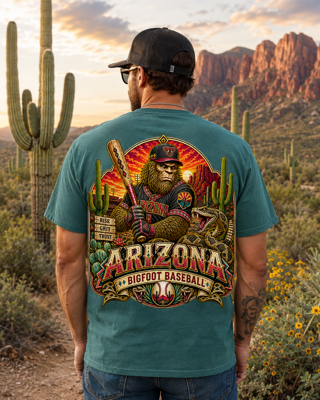 Arizona Bigfoot Baseball Shirt, Comfort Colors 1717 Tee