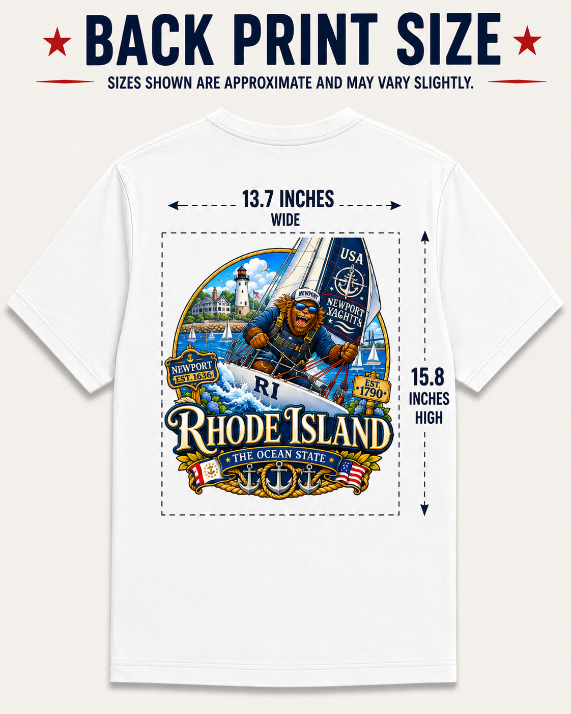 Bigfoot Rhode Island Sailboat Graphic T-Shirt