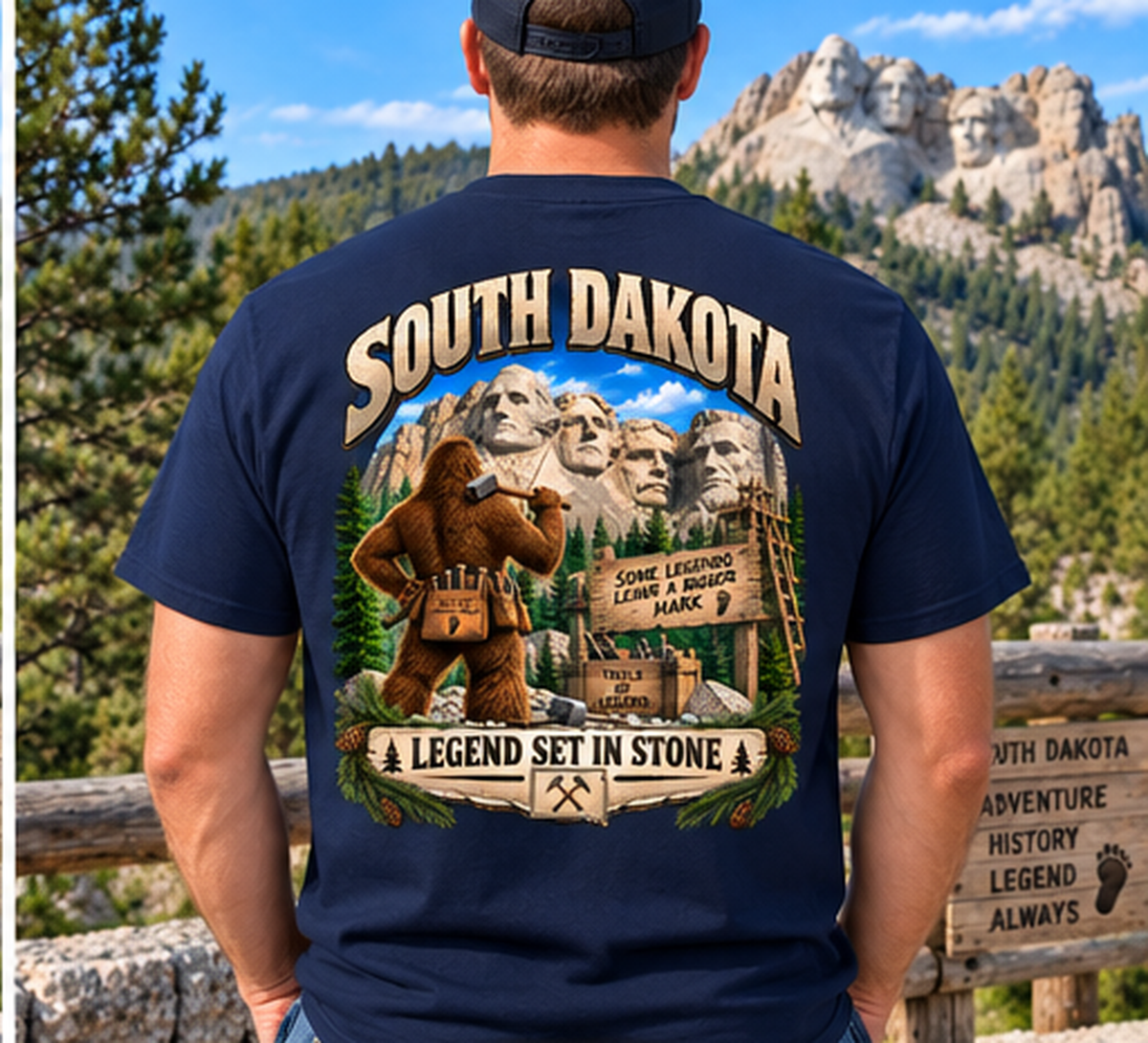 South Dakota Bigfoot Shirt – Legend Set in Stone Mount Rushmore Sasquatch T-Shirt