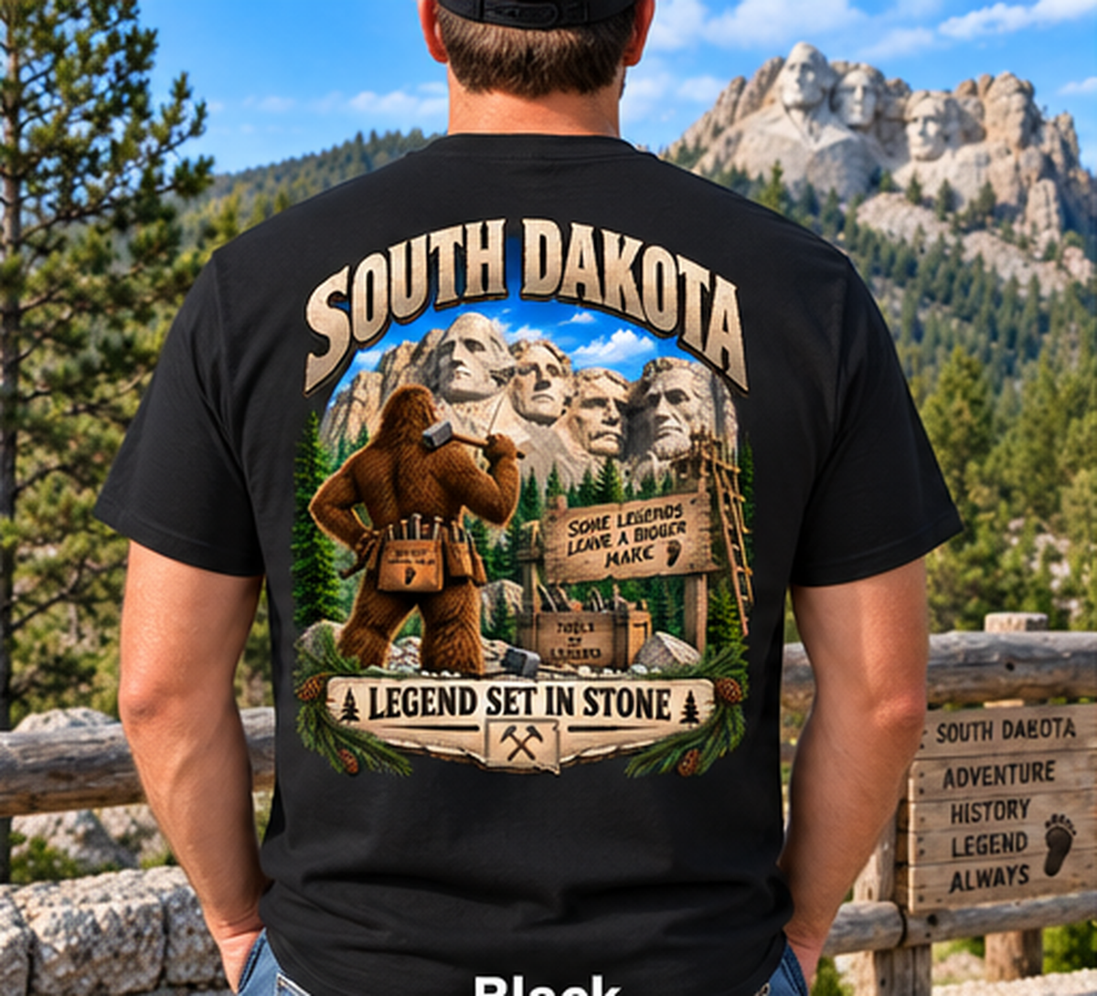 South Dakota Bigfoot Shirt – Legend Set in Stone Mount Rushmore Sasquatch T-Shirt