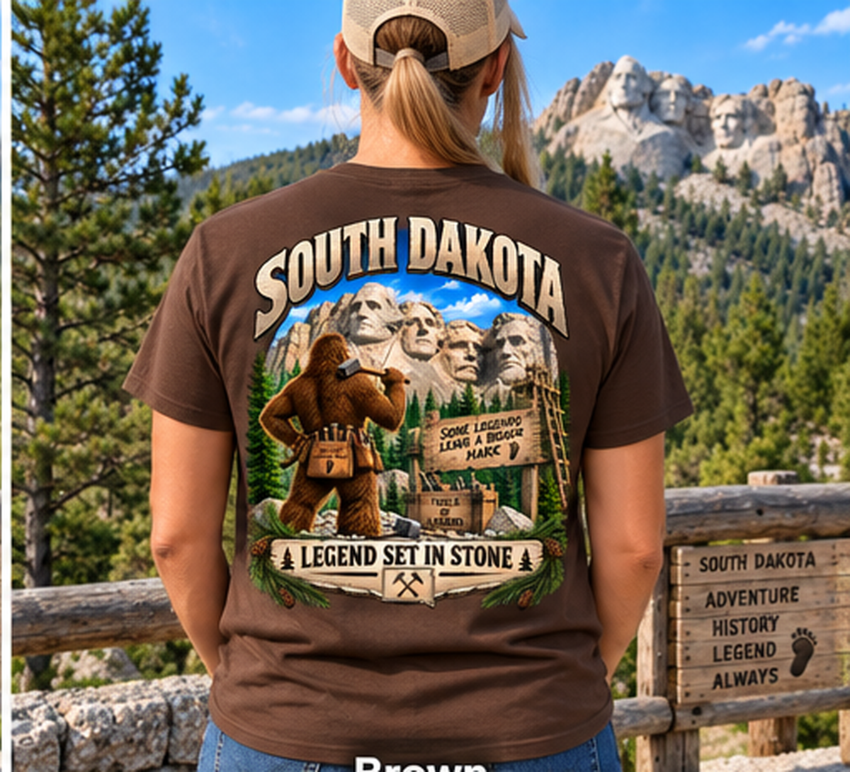 South Dakota Bigfoot Shirt – Legend Set in Stone Mount Rushmore Sasquatch T-Shirt