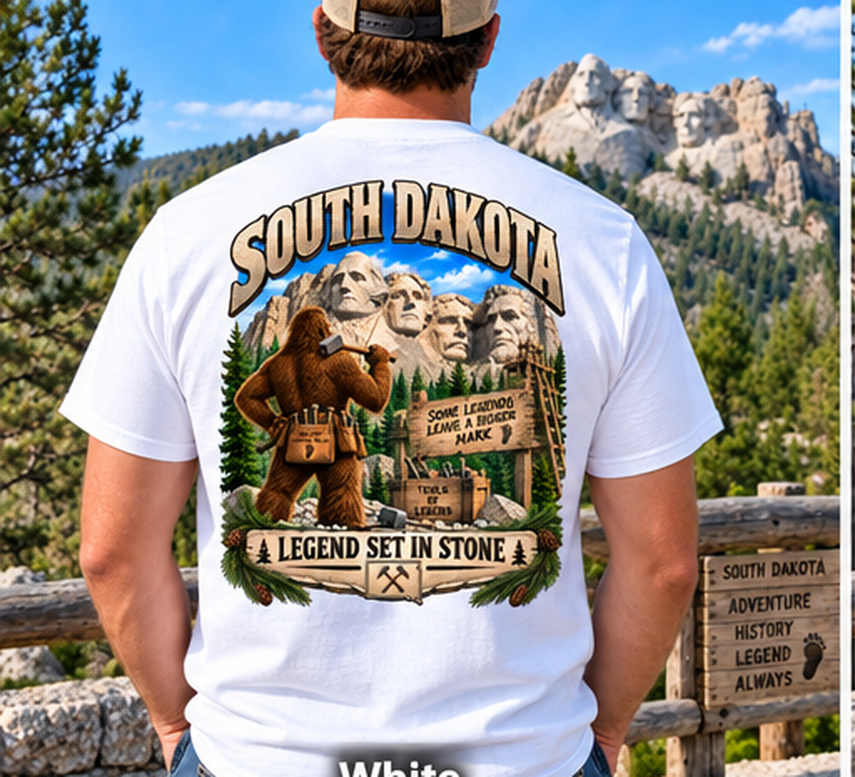 South Dakota Bigfoot Shirt – Legend Set in Stone Mount Rushmore Sasquatch T-Shirt