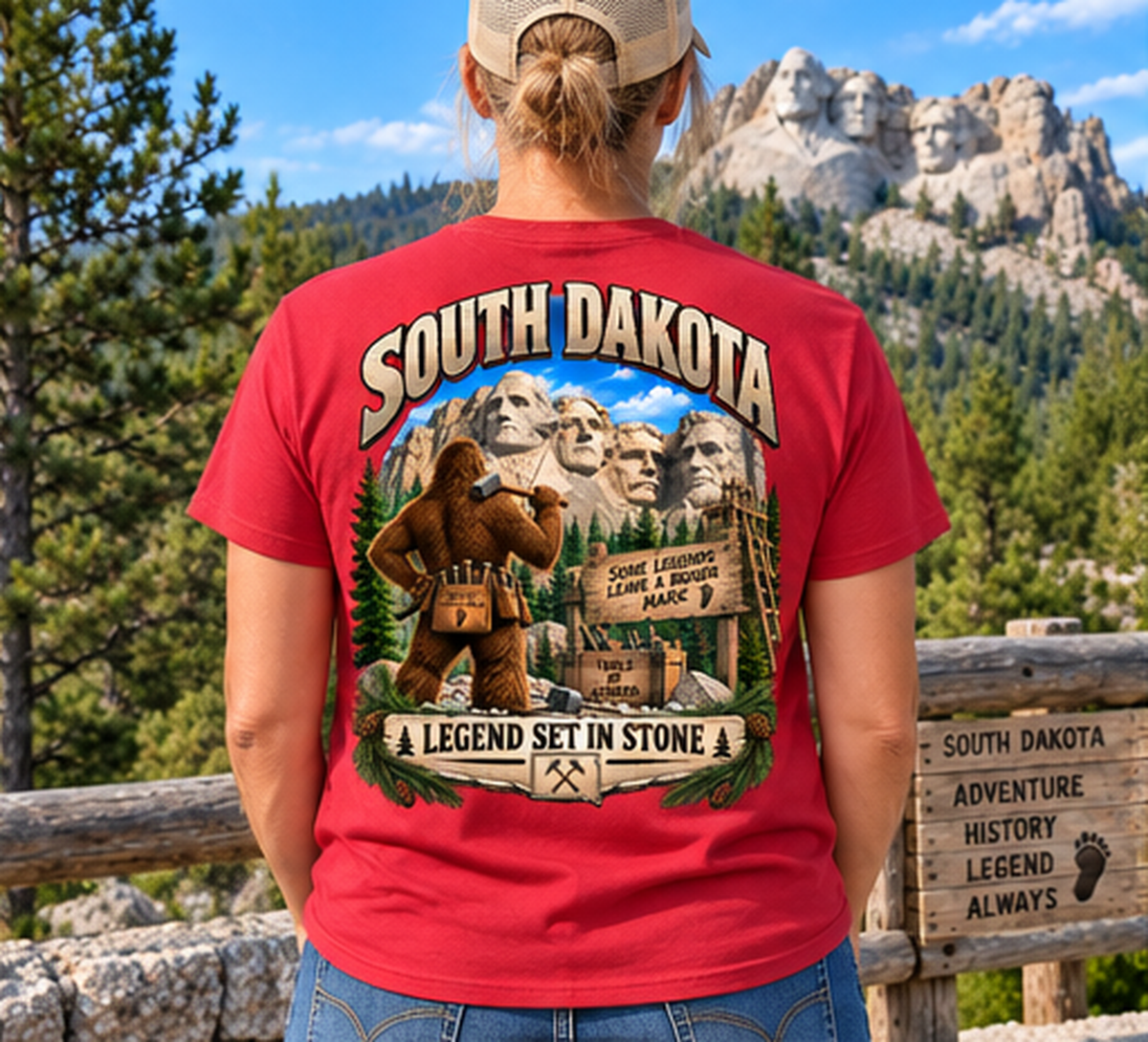 South Dakota Bigfoot Shirt – Legend Set in Stone Mount Rushmore Sasquatch T-Shirt