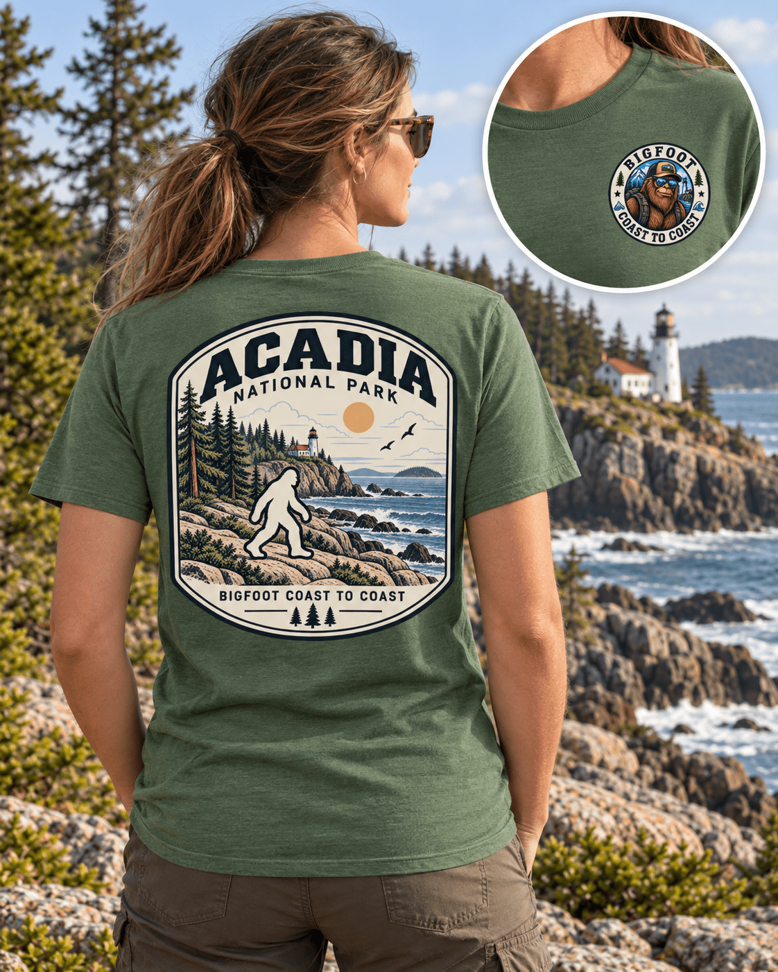Acadia Bigfoot National Park Shirt | Sasquatch Adventure Tee - Bigfoot Coast to Coast