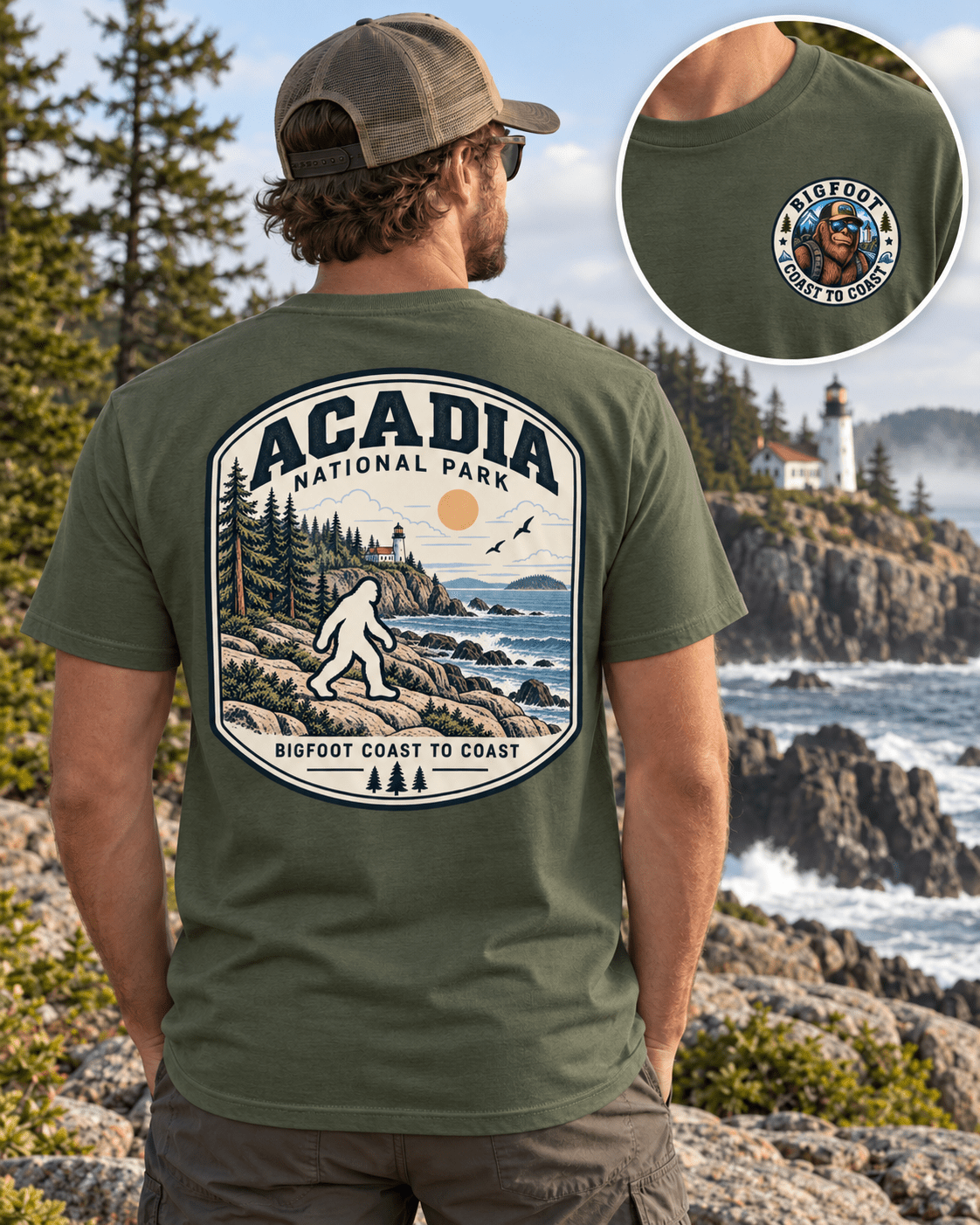 Acadia Bigfoot National Park Shirt | Sasquatch Adventure Tee - Bigfoot Coast to Coast