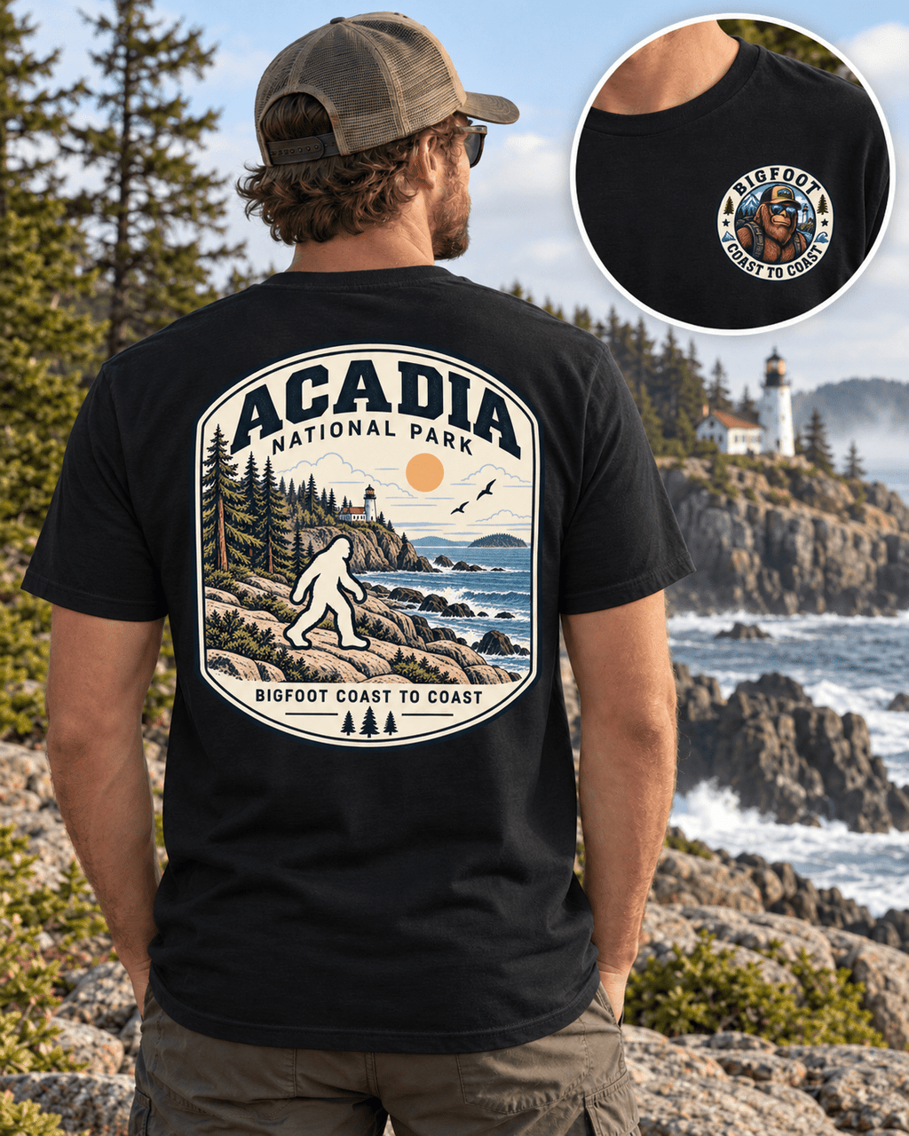 Acadia Bigfoot National Park Shirt | Sasquatch Adventure Tee - Bigfoot Coast to Coast