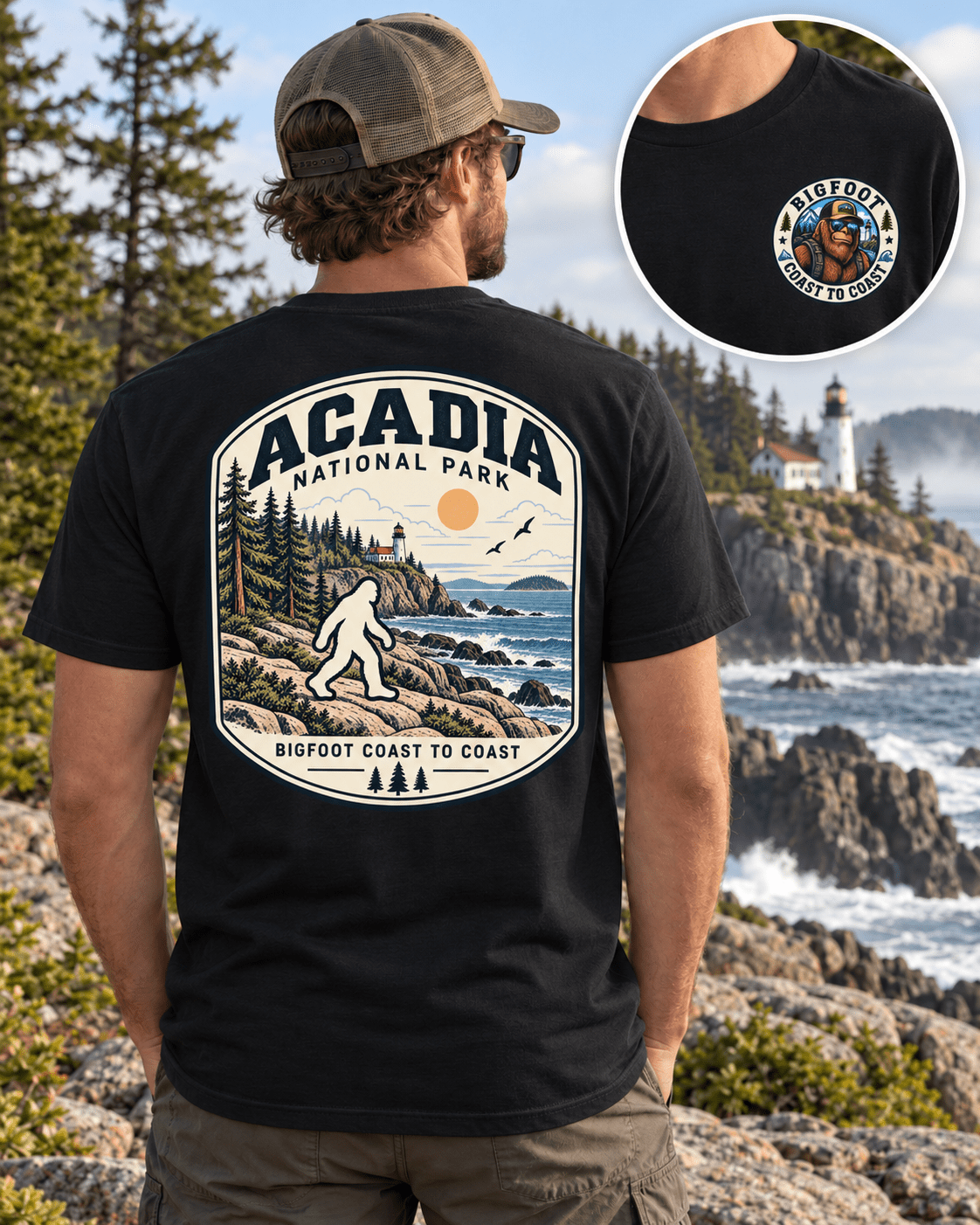 Acadia Bigfoot National Park Shirt | Sasquatch Adventure Tee - Bigfoot Coast to Coast