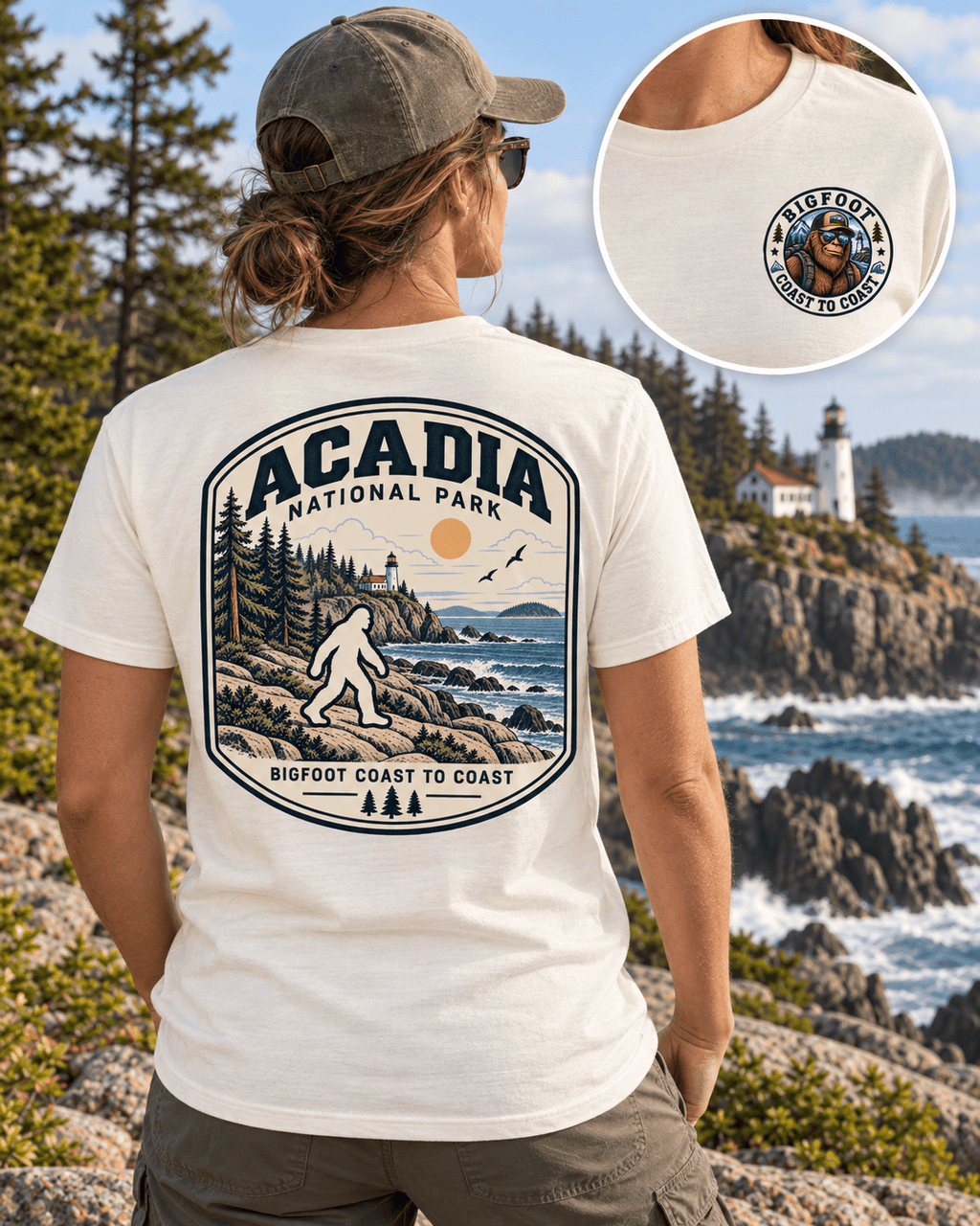 Acadia Bigfoot National Park Shirt | Sasquatch Adventure Tee - Bigfoot Coast to Coast