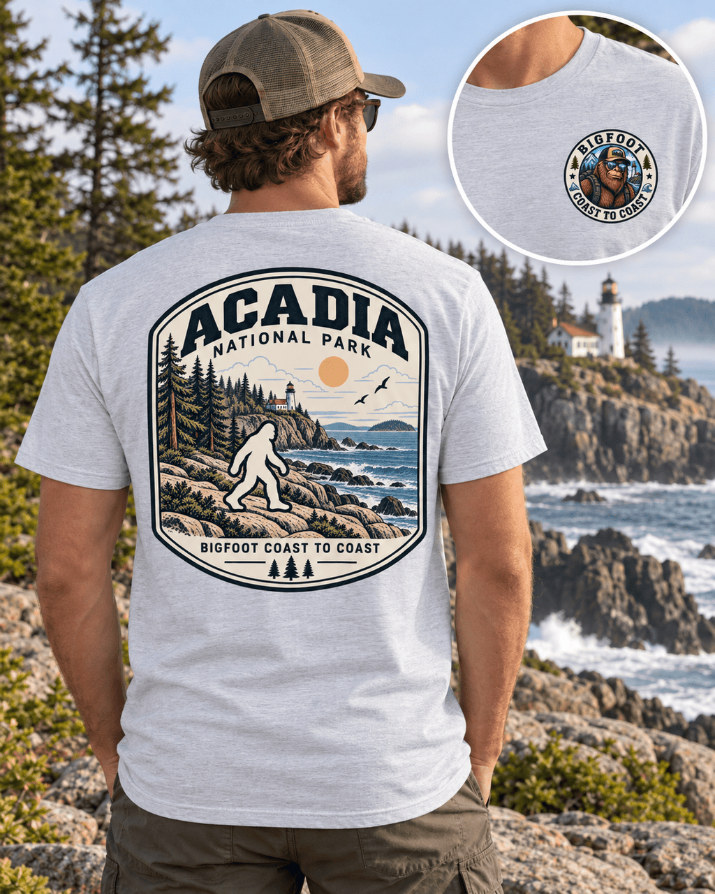 Acadia Bigfoot National Park Shirt | Sasquatch Adventure Tee - Bigfoot Coast to Coast