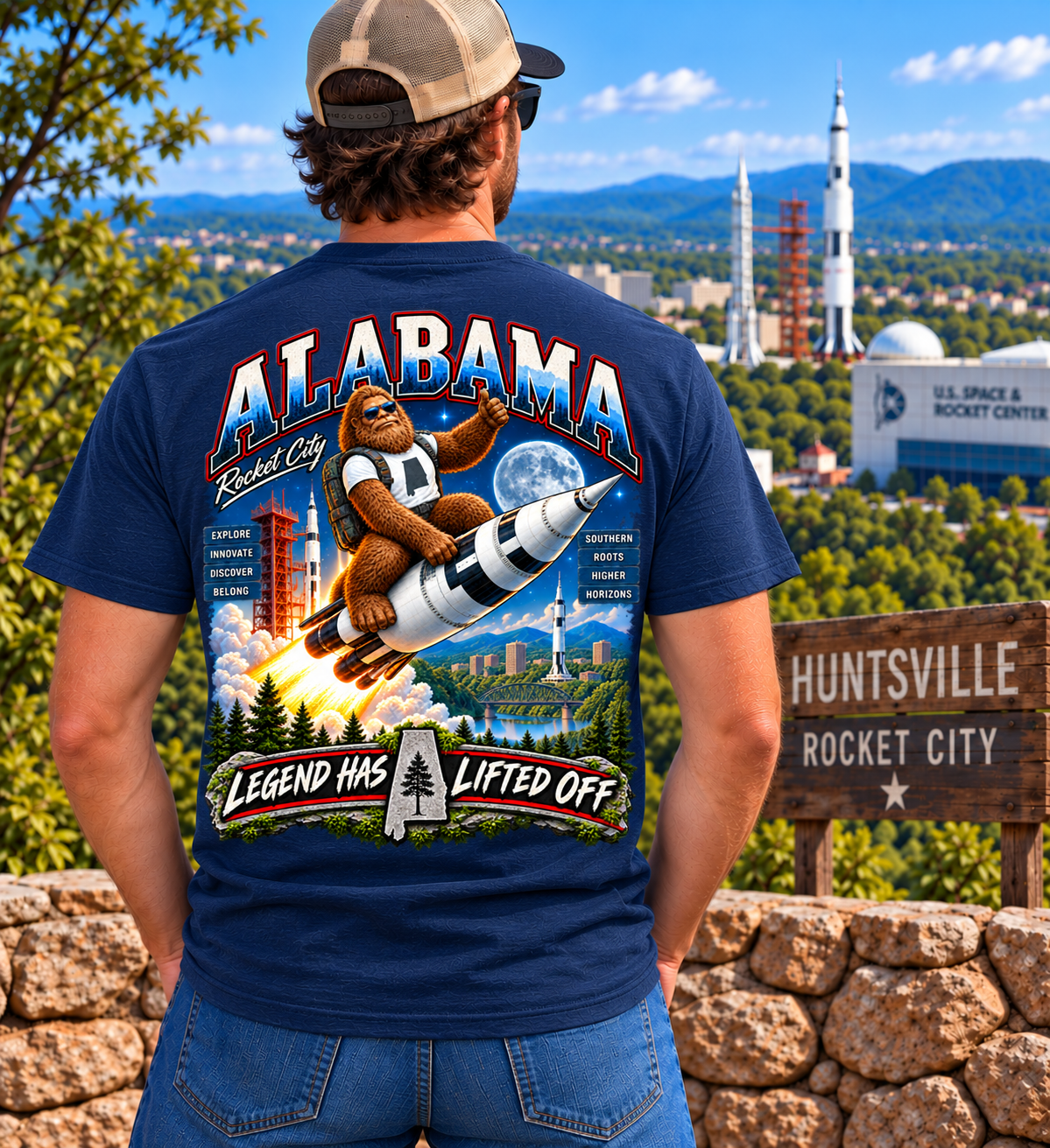 Alabama Bigfoot T-Shirt - Rocket City - Bigfoot Coast to Coast