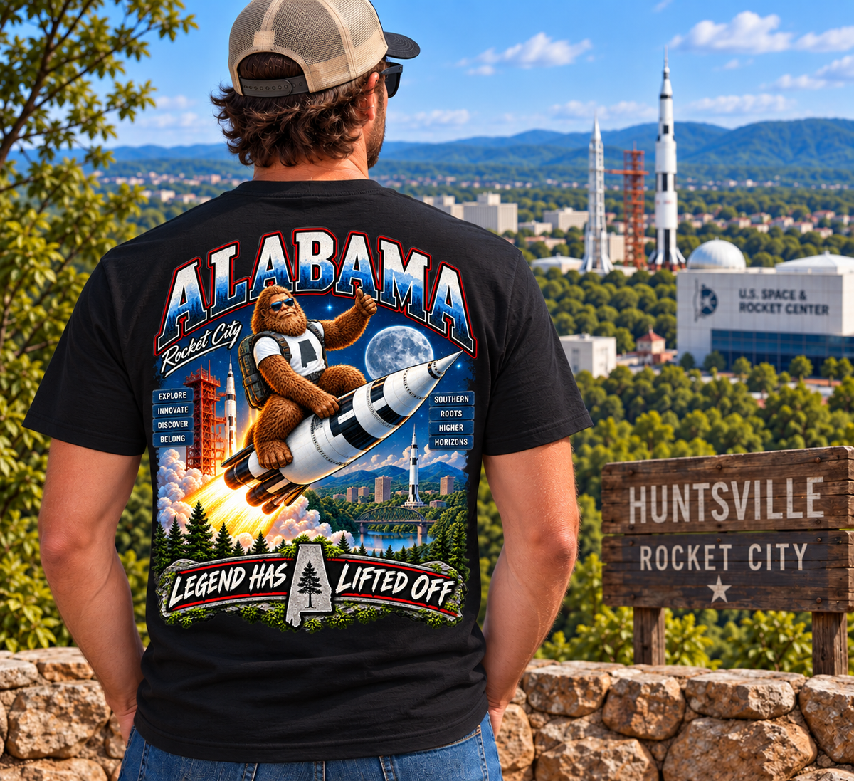 Alabama Bigfoot T-Shirt - Rocket City - Bigfoot Coast to Coast