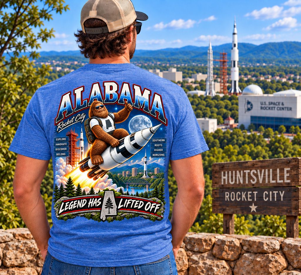Alabama Bigfoot T-Shirt - Rocket City - Bigfoot Coast to Coast