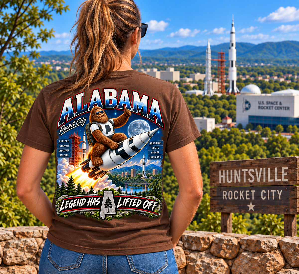 Alabama Bigfoot T-Shirt - Rocket City - Bigfoot Coast to Coast