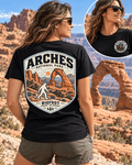 Arches Bigfoot National Park Shirt | Sasquatch Adventure Tee - Bigfoot Coast to Coast